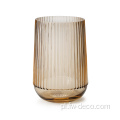 Huragan duży żebrowany szklany wazon z bursztynowym kolorem